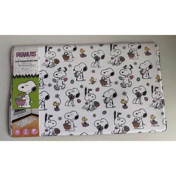 Peanuts Snoopy Woodstock Anti Fatigue Kitchen Mat 18 X 30” Spring Easter Egg NEW - Picture 1 of 16